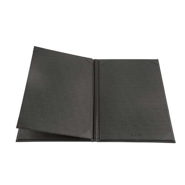 C.A.C. MCC4-14BK, 8.5x14-inch 4-Panel Faux Leather Black Menu Cover