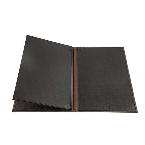 C.A.C. MCC4-14BN, 8.5x14-inch 4-Panel Faux Leather Brown Menu Cover