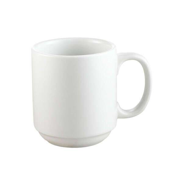 C.A.C. PRM-10-P, 10 Oz 3.25-Inch Stoneware White Prime Straight Stacking Mug, 3 DZ/CS