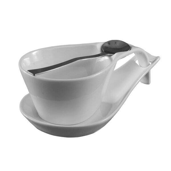 C.A.C. PTC-2-S, 7 Oz Porcelain Cup and 7-Inch Saucer Set with Spoon, 12-Set/CS