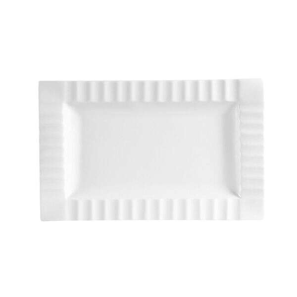 C.A.C. QE-12, 10-Inch Porcelain Rectangular Platter with Striped Rim, 2 DZ/CS