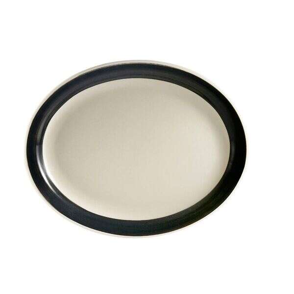 C.A.C. R-12NR-BLK, 9.5-Inch Stoneware Black Oval Platter with Narrow Rim, 2 DZ/CS