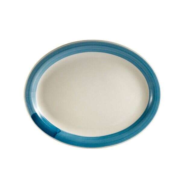 C.A.C. R-13NR-BLU, 11.5-Inch Stoneware Blue Oval Platter with Narrow Rim, DZ