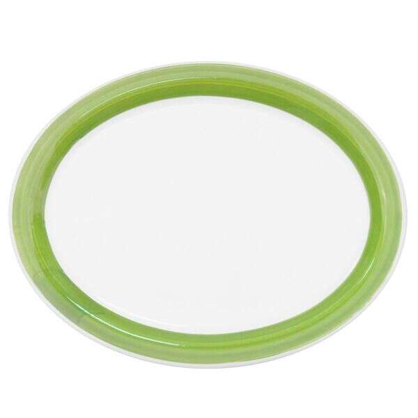 C.A.C. R-13NR-G, 11.5-Inch Stoneware Green Oval Platter with Narrow Rim, DZ
