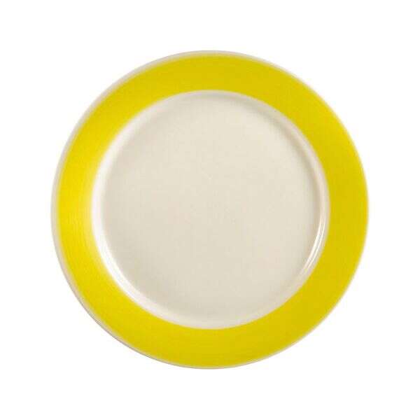 C.A.C. R-6-Y, 6.5-Inch Stoneware Yellow Plate with Rolled Edge, 3 DZ/CS