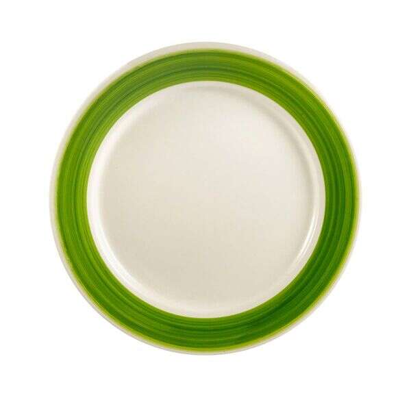 C.A.C. R-7-G, 7.25-Inch Stoneware Green Plate with Rolled Edge, 3 DZ/CS