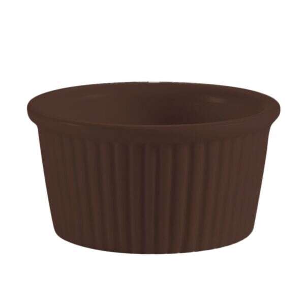 C.A.C. RKF-4-BWN, 4 Oz 3.12-Inch Stoneware Brown Fluted Ramekin, 4 DZ/CS
