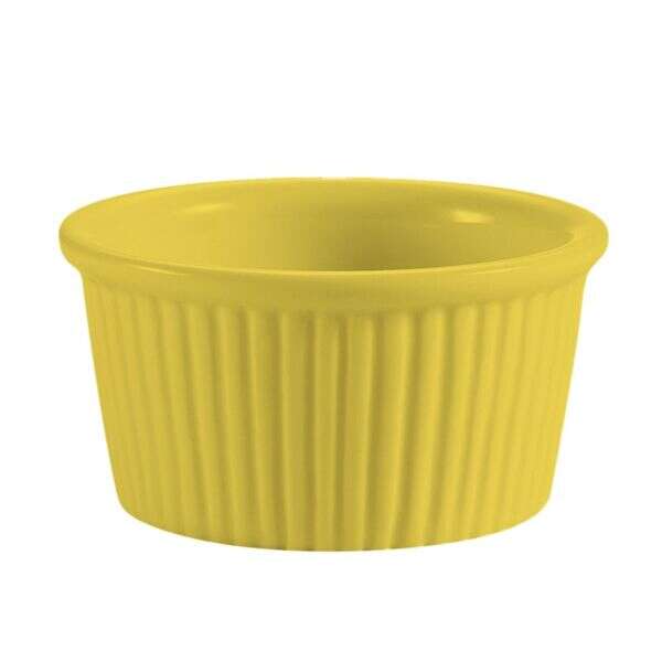 C.A.C. RKF-4-Y, 4 Oz 3.12-Inch Stoneware Yellow Fluted Ramekin, 4 DZ/CS