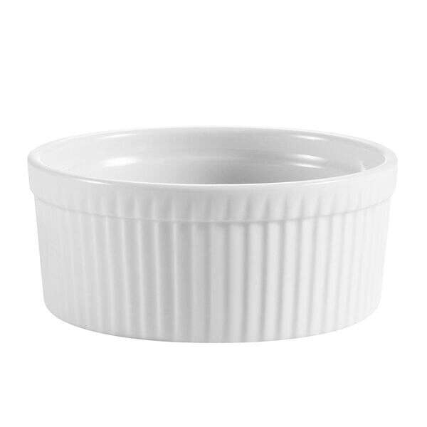 C.A.C. RKF-8, 8 Oz 4-Inch Porcelain White Fluted Ramekin, 3 DZ/CS