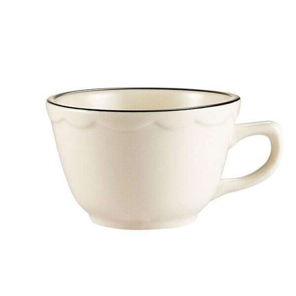 C.A.C. SC-1B, 7 Oz 3.75-Inch Stoneware Black Band Tall Cup, 3 DZ/CS