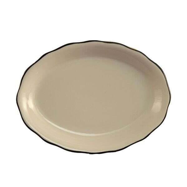 C.A.C. SC-40B, 7.5-Inch Stoneware Black Band Oval Platter, 3 DZ/CS