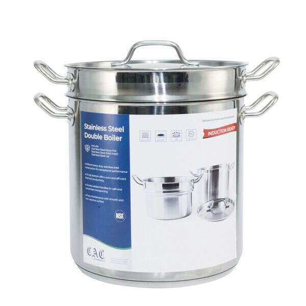 C.A.C. SPDB-20S, 20 Qt Stainless Steel Double Boiler Set