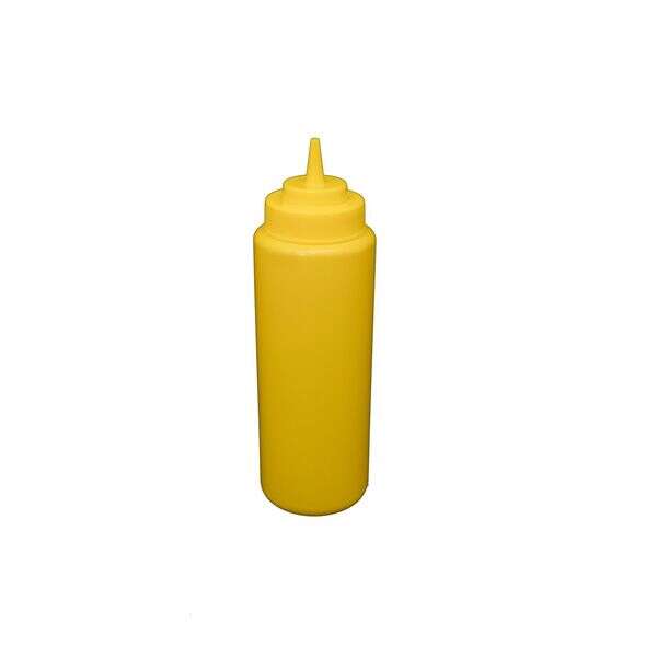 C.A.C. SQBT-W-32Y, 32 Oz Plastic Yellow Wide-Mouth Squeeze Bottle, 6/PK