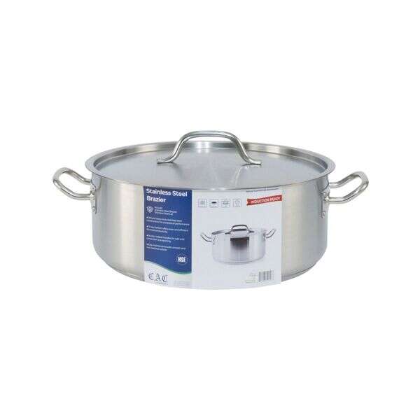 C.A.C. SSBZ-15, 15 Qt Stainless Steel Brazier with Lid