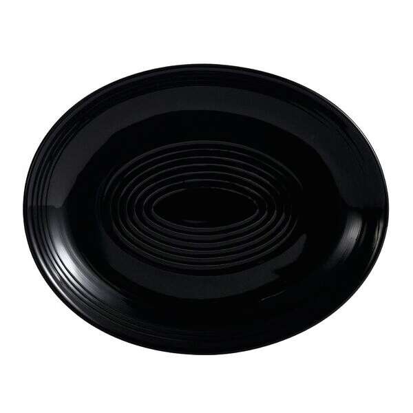 C.A.C. TG-14C-BLK, 12.75-Inch Porcelain Black Coupe Oval Platter, DZ