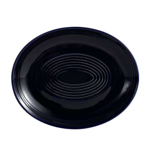 C.A.C. TG-14C-CBU, 12.75-Inch Porcelain Cobalt Blue Coupe Oval Platter, DZ