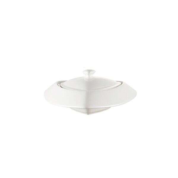 C.A.C. TR-B6, 5 Oz 6-Inch Porcelain Triangular Bowl with Lid, 24-Set/CS