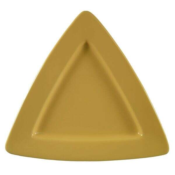 C.A.C. TRG-12-Y, 11.5-Inch Porcelain Yellow Triangular Deep Plate, DZ