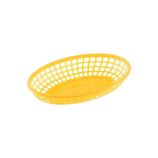 C.A.C. TTFB-09YL, 9.25-inch Plastic Oval Yellow Fast Food Basket, DZ