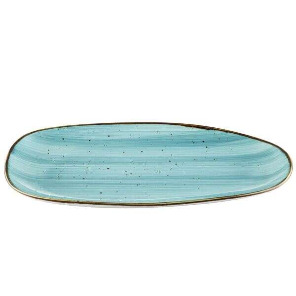 C.A.C. TUS-614-TQS, 13-Inch Porcelain Turquoise Dessert Platter, DZ