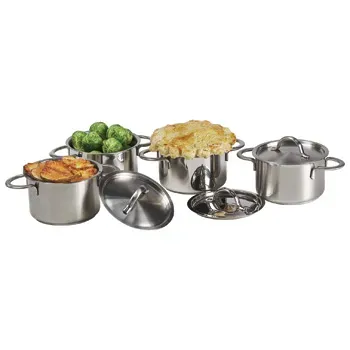 Clipper Mill 4-80999 Satin Finish Mini Bistro Pots with Lids