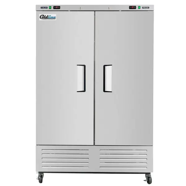 Coldline C-2RF, 54-Inch Two Solid Door Dual Temperature Commercial Reach-In Refrigerator, Freezer Combo