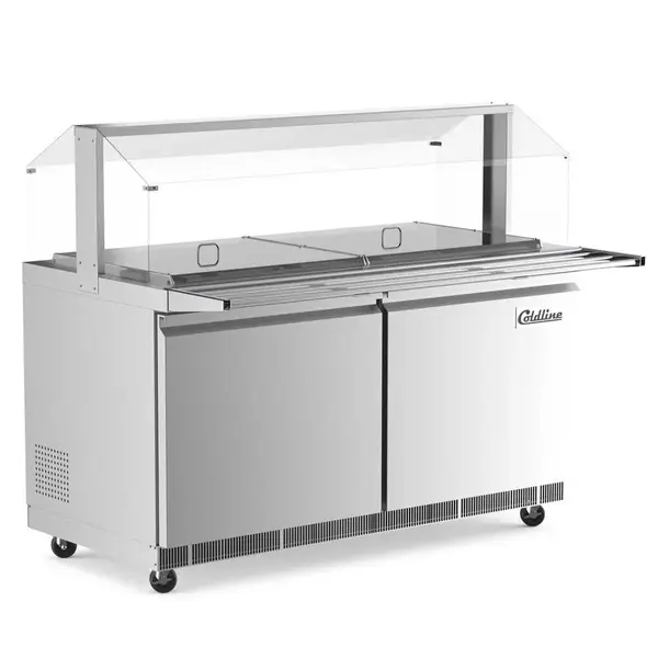 Coldline CBT-60-CSG, 60-Inch Stainless Steel Refrigerated Salad Bar, Buffet Table with Sneeze Guard, Tray Slide and Pan Cover