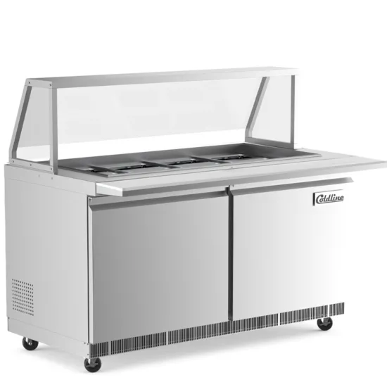 Coldline CBT60-SG, 60-Inch Refrigerated Salad Bar with Cutting Board and Sneeze Guard
