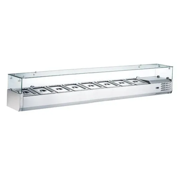 Coldline CTP70SG 71-inch Refrigerated 8 Pan Glass Top Cover Countertop Salad Bar