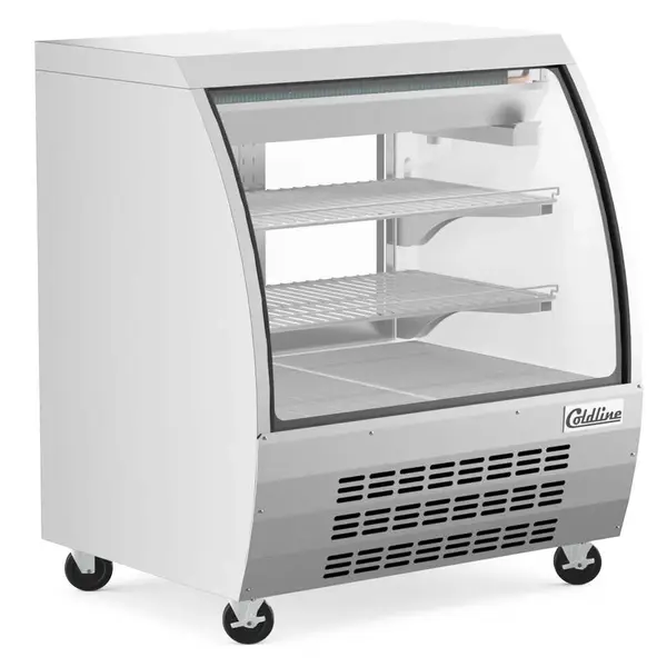 Coldline DC36-SS, 36-Inch Refrigerated Curved Glass Deli Meat Display Case, Stainless Steel