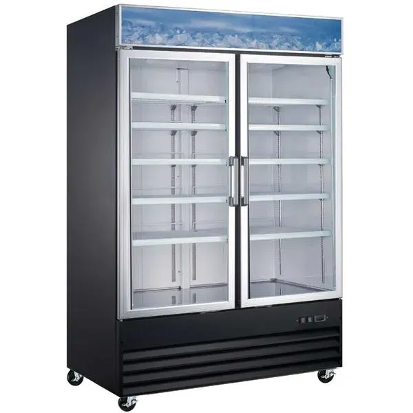 Coldline G53-B 53-inch Black Double Glass Swing Door Merchandising Refrigerator