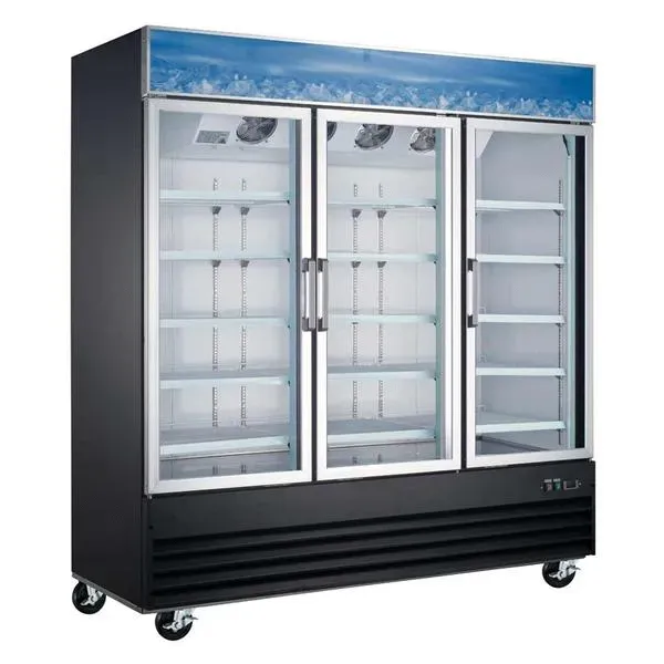 Coldline G80-B 78-inch Triple Glass Swing Door Black Merchandising Refrigerator