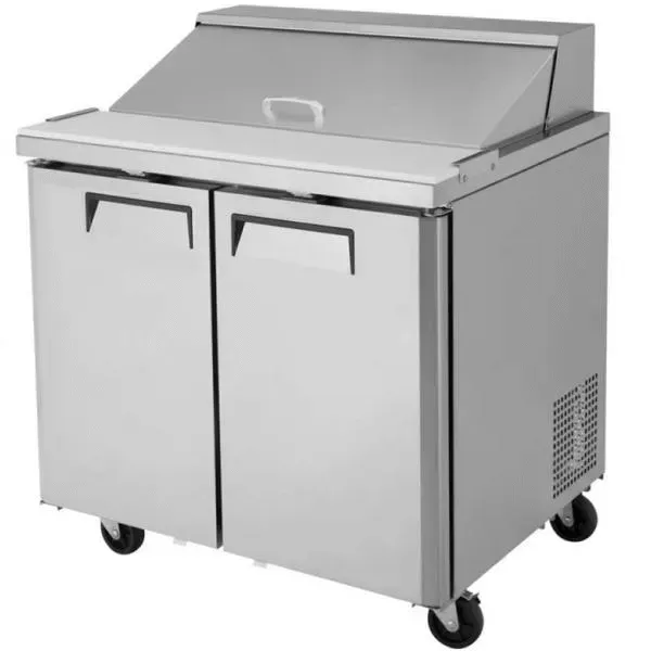 Coldline SMP36 36-inch Two Door Bain Marie Sandwich Prep Refrigerator, 15 Pans