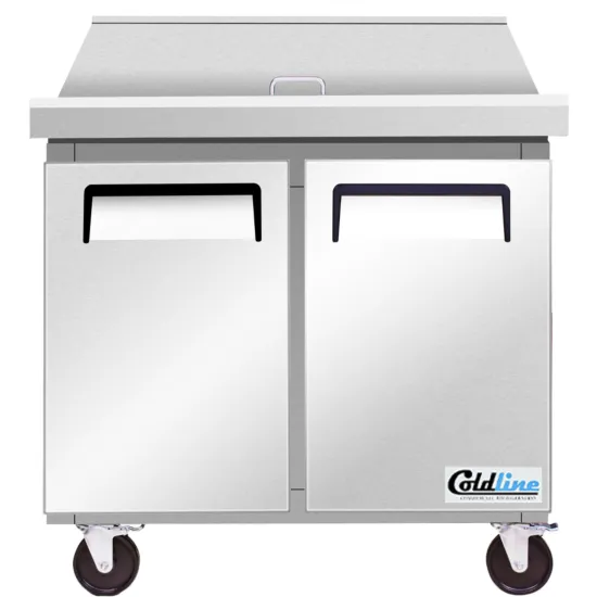Coldline SMP36-T, 36-Inch Mega Top Refrigerated Sandwich Prep Table with Cutting Board and Food Pans