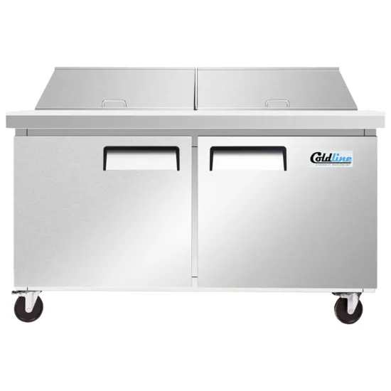 Coldline SMP60-T, 60-Inch Mega Top Refrigerated Sandwich Prep Table with Cutting Board and Food Pans