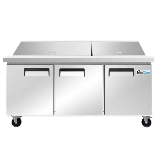 Coldline SMP72-T, 72-Inch Mega Top Refrigerated Sandwich Prep Table with Cutting Board and Food Pans