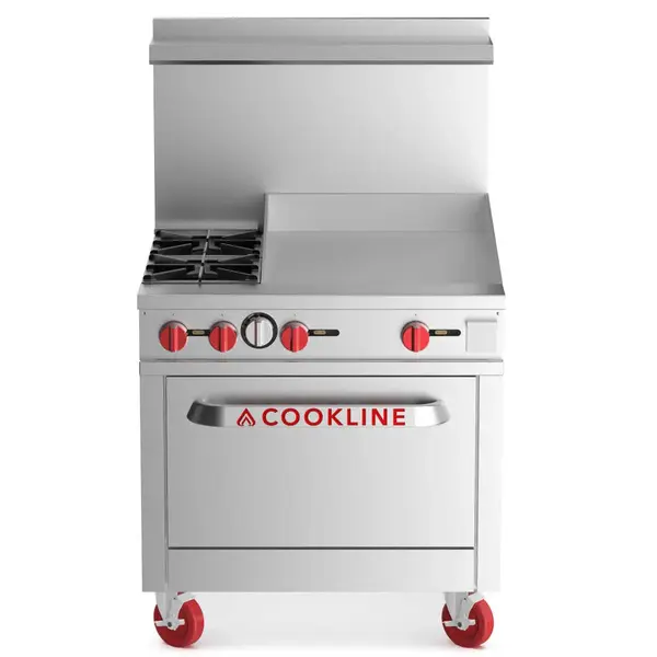 Cookline CR36-24G, 36-Inch 2 Burner Gas Range with 24-Inch Right Side Griddle and Standard Oven