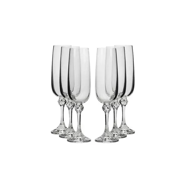 Crystalex B40428-180, 6 Oz Julia Crystal Champagne Flutes, 6PC/Set