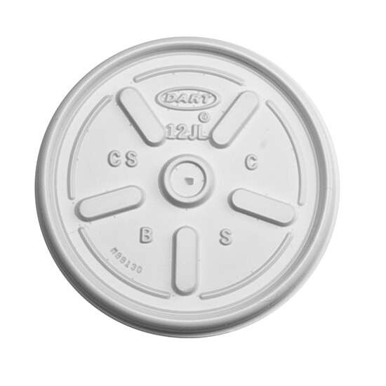Dart 12JL, White Vented Plastic Cup Lid, 1000/Cs