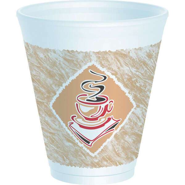 Dart 12X16G, 12 Oz Cafe G Red Accents Stock Printed Foam Cup, 1000/Cs