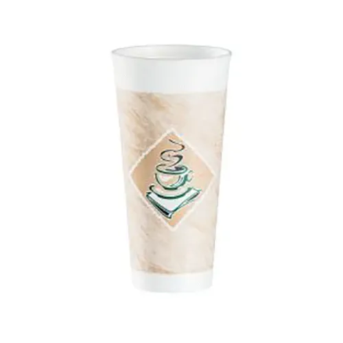 Dart 24X16G 24 Oz Cafe-G(Green) Insulated Stock Printed Foam Cup, 500/CS