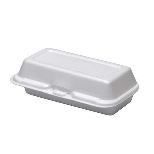 Dart 72HT1, 7x4x2-Inch Performer White Hot Dog Foam Container with a Removable Hinged Lid, 500/CS