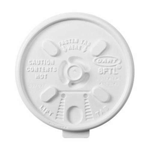 Dart 8FTL, White Lift'n'Lock Plastic Cup Lid, 1000/Cs
