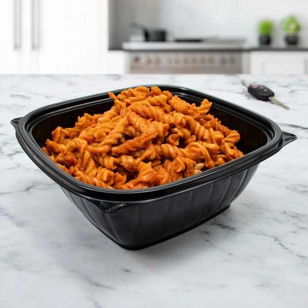 Dart B64SB, 64 Oz PresentaBowls Pro Square Black Polypropylene Bowl, 252/CS