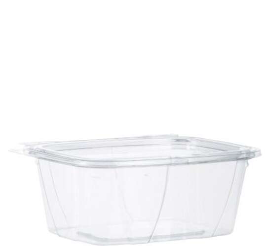 Dart CH32TF 32 Oz Clear Rectangular PET Tamper-Evident Container with Flat Lid, 200/Cs