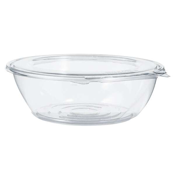 Dart CTR48BF, 48 Oz PET Tamper-Evident/Resistant Bowl w/ Flat Lid, 100/CS