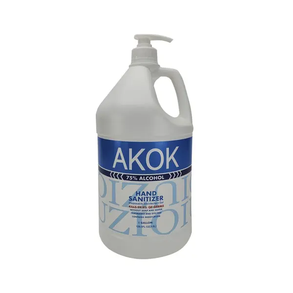 Default Akok AK128PB-X 1-Gallon Gel Hand Sanitizer w/Pump, 75% Ethanol Alcohol, EA
