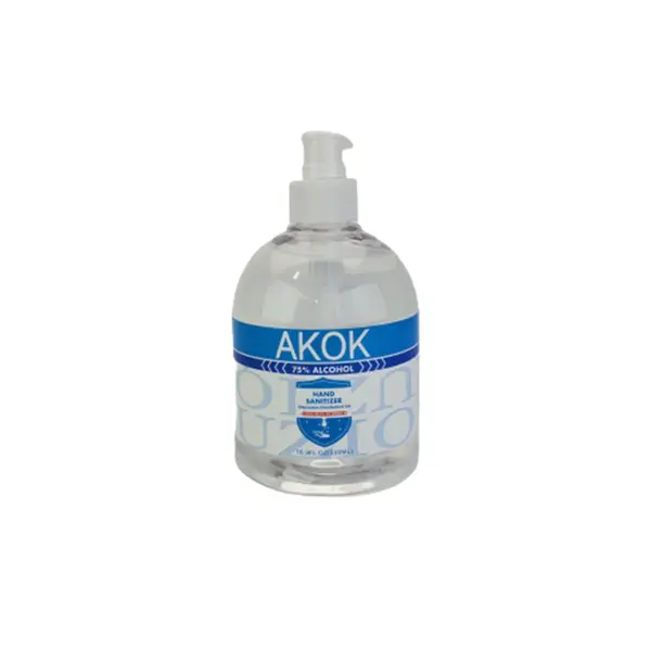 Akok AK169PB-X 16.9 Oz Gel Hand Sanitizer Bottle w/Pump, 75% Alcohol, EA