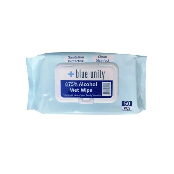 Default Blue Unity AW50CT 75% Alcohol Wet Wipes, 50 Wipes/Pack, 36 Packs/CS