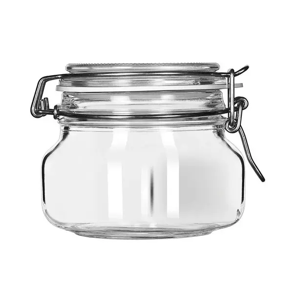 Default Circleware B500345, 15 Oz. Glass Jar, Metal Clamp Lid